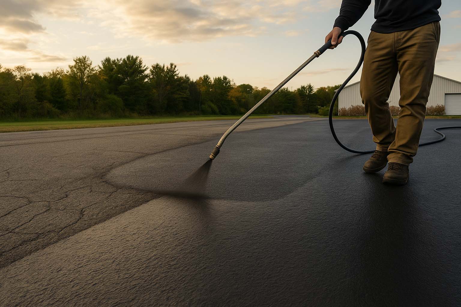 Advanced emulsified fog seal applied to asphalt pavement
