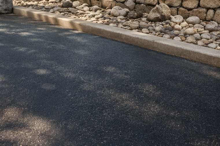 Asphalt surface after an EnviroBLACK advanced emulsified fog seal treatment