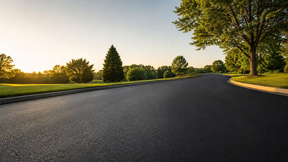Asphalt surface showing where a fog seal treatment may support pavement preservation